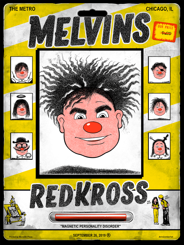 Melvins ReddKross 9/26 At The Metro Gig Poster / Zombie Yeti